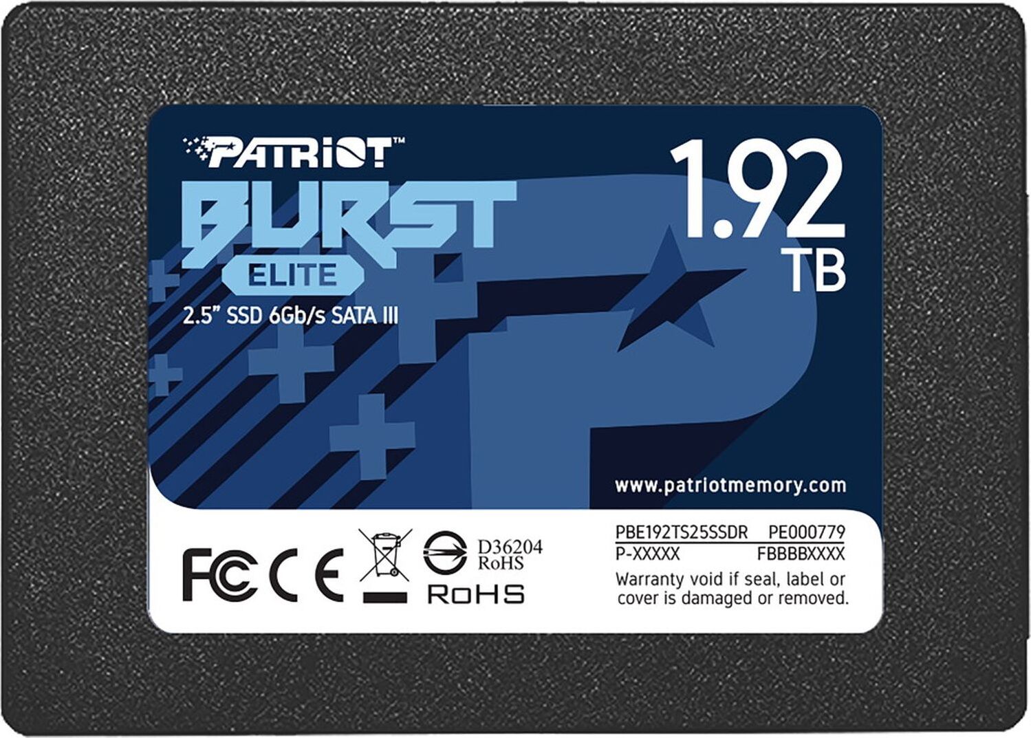 Patriot Memory 1,92 ТБ Внутренний SSD-диск Burst Elite 2.5" SATA3 6.0 Гбит/с (PBE192TS25SSDR)