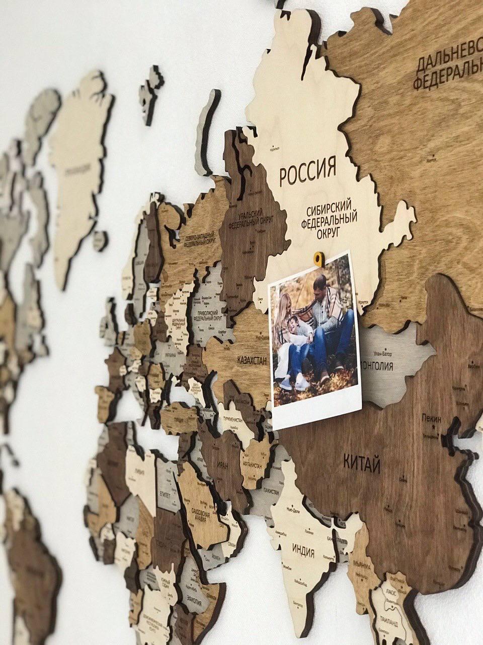 Карта мира деревянная на стену фото