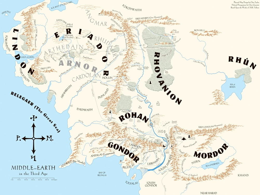 Карта средиземья толкиена в хорошем качестве