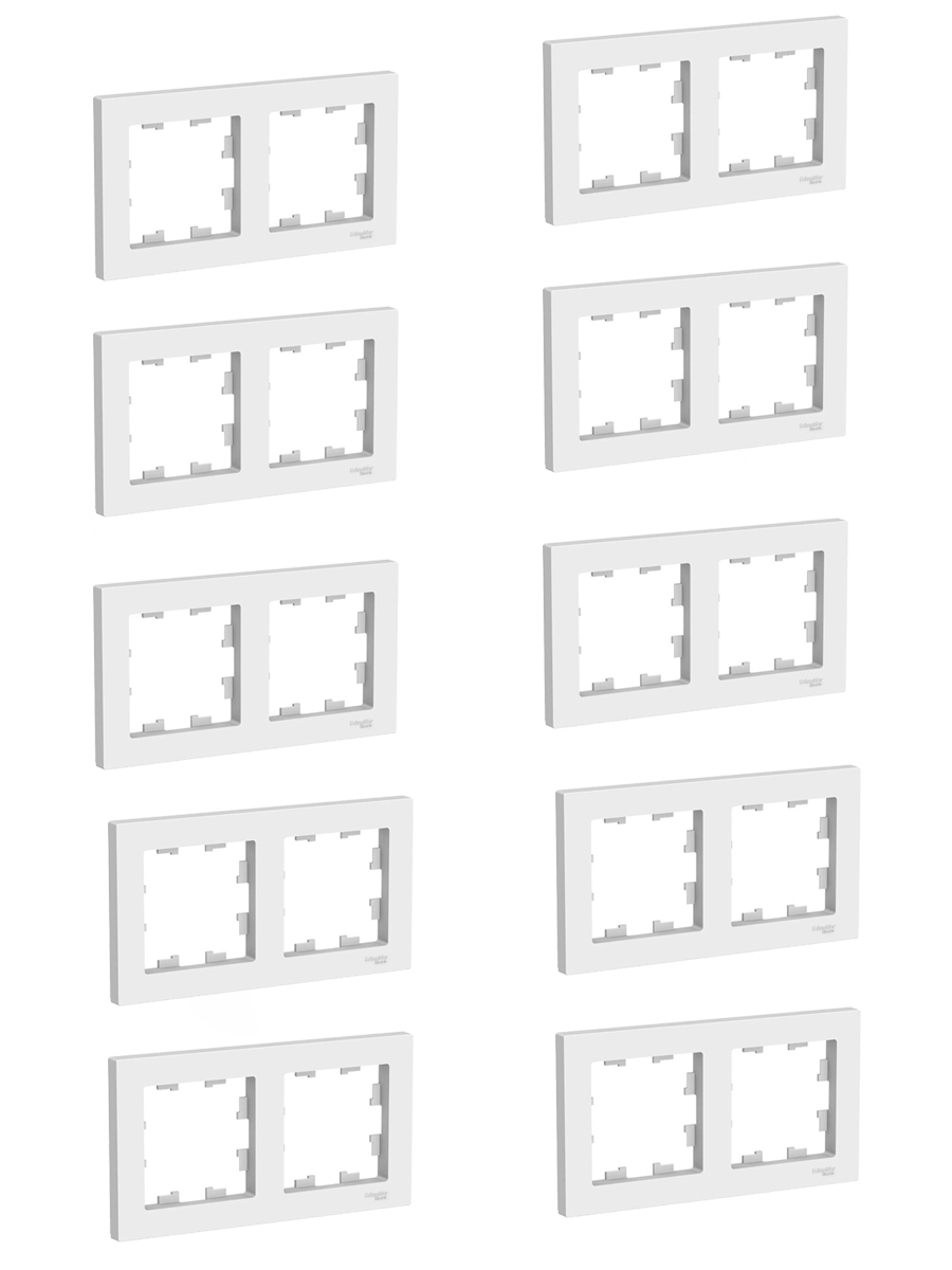 Рамка2-постоваясантибактериальнымпокрытиемSchneiderElectricATLASDESIGN,IP20,белая.(407332-10шт)