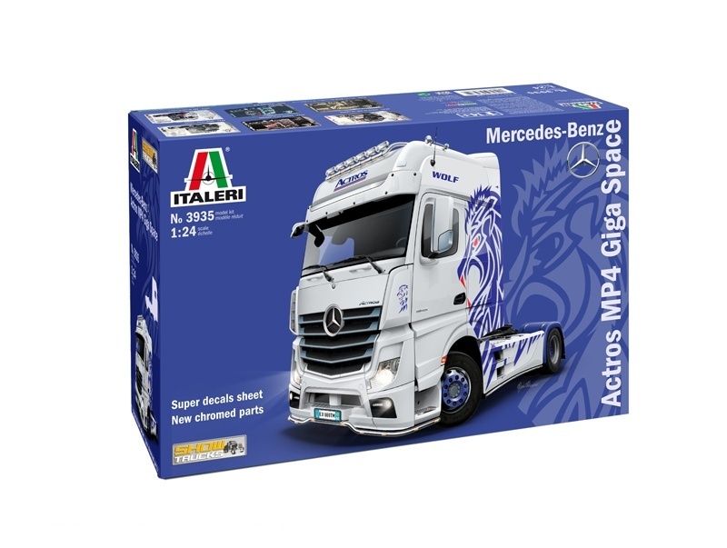 Сборная модель Italeri 3935ИТ Грузовик ACTROS MP4 GIGA SPACE Show Масштаб 1/24