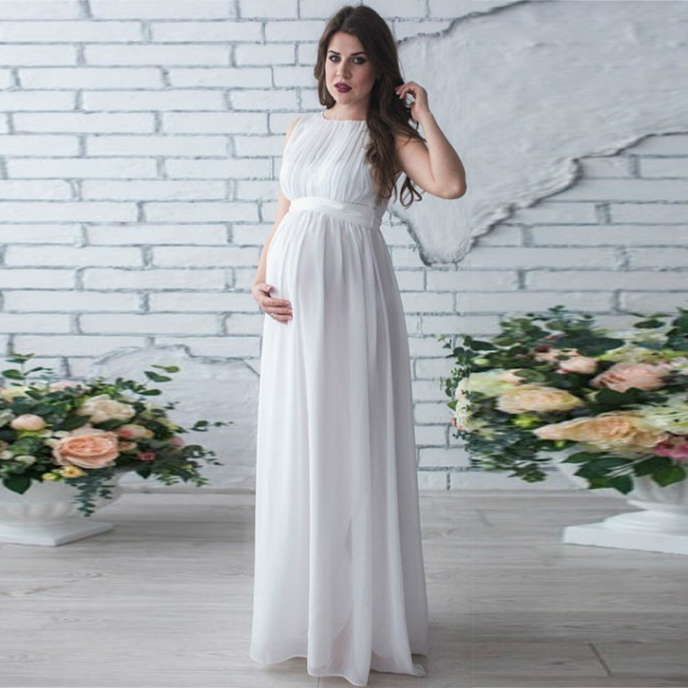Вечерние белые платья для беременных на свадьбу