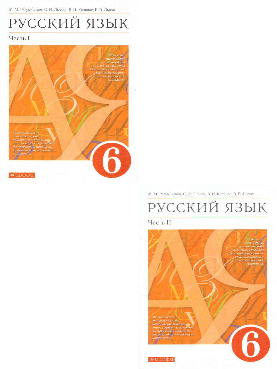 Русский язык 6 класс. Учебник. Комплект в 2-х частях. УМК 