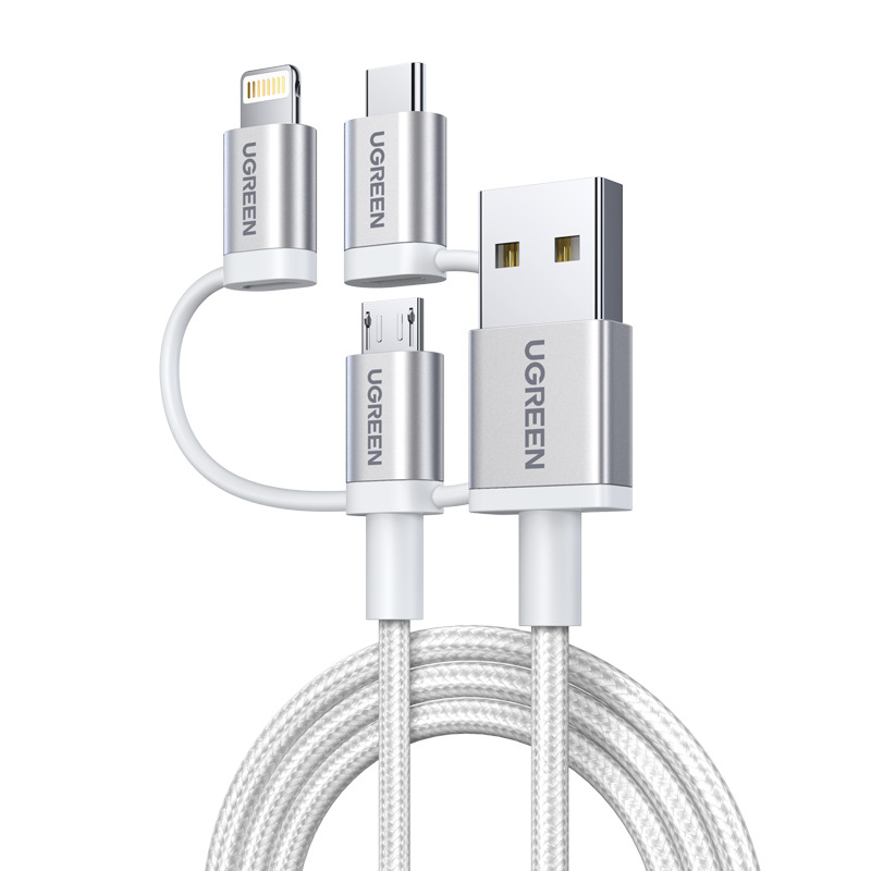 UgreenКабельдляподключенияпериферийныхустройствUSB2.0Type-A/AppleLightning,1.5м,серебристый