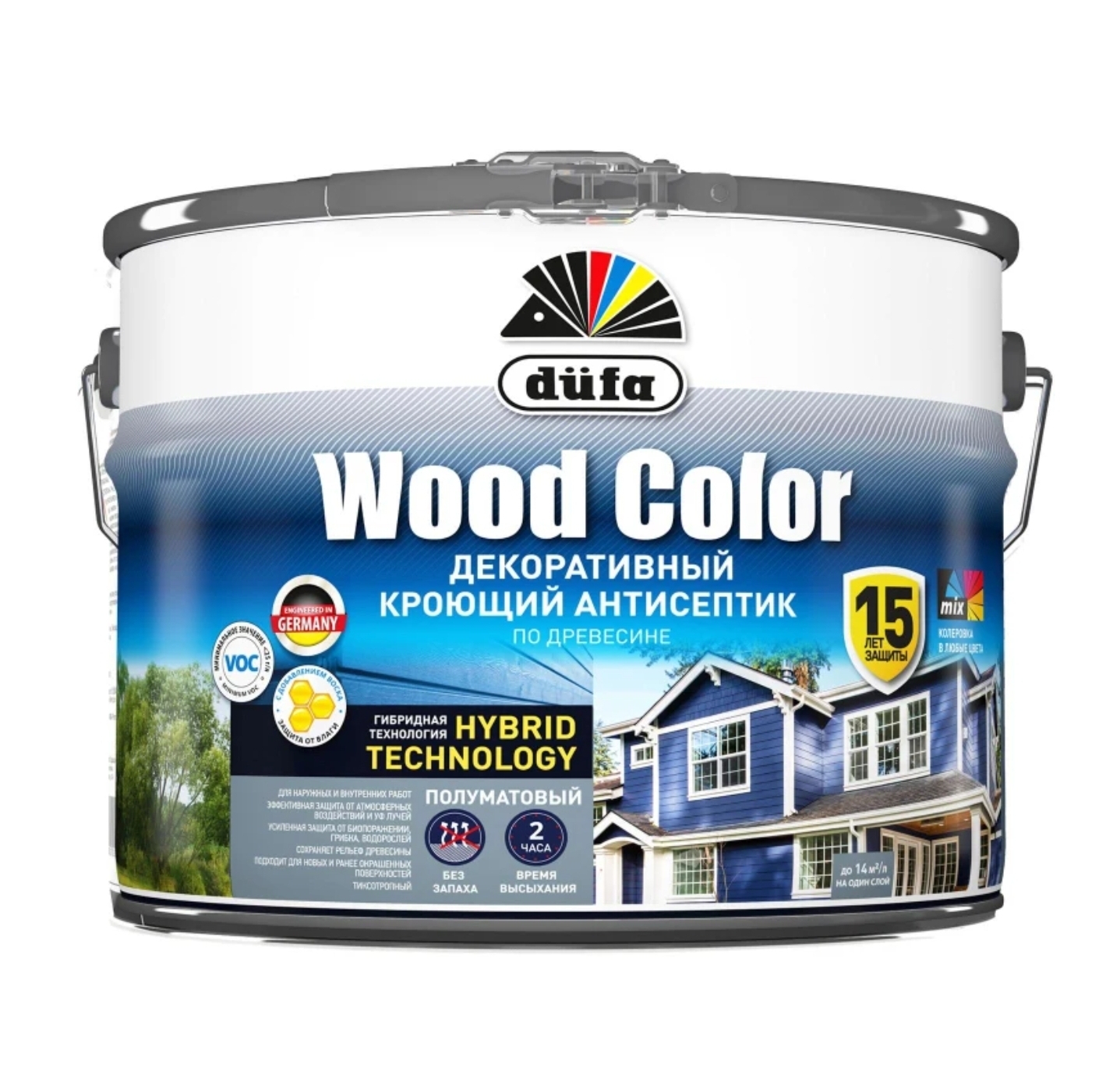 Кроющий антисептик Dufa Wood Color белый база-1 9л.