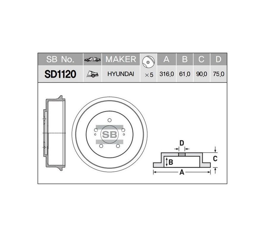 Sangsin Brake Барабан тормозной, арт. SD1120