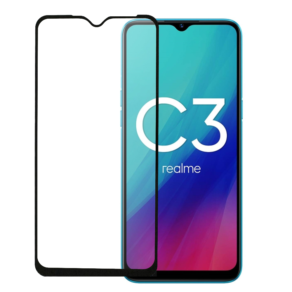 Защитное стекло GlassPro для Realme 6i / Realme C15 / Realme C3 черное -  купить с доставкой по выгодным ценам в интернет-магазине OZON (220351188)