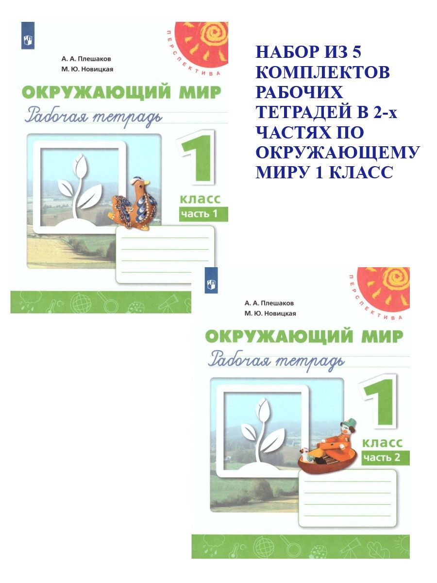 Набор из 5 комплектов Окружающий мир 1 класс. Рабочая тетрадь в 2-х частях.  ФГОС. УМК 