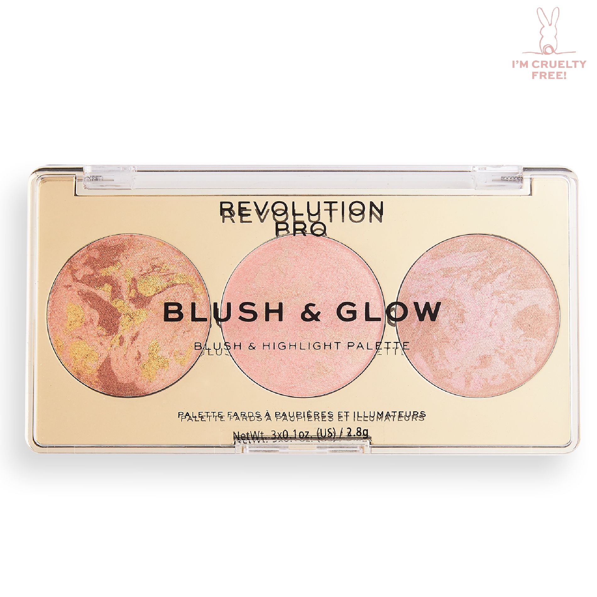 REVOLUTION PRO Румяна, бронзер и хайлайтер 3 в 1 BLUSH & GLOW  Peach Glow