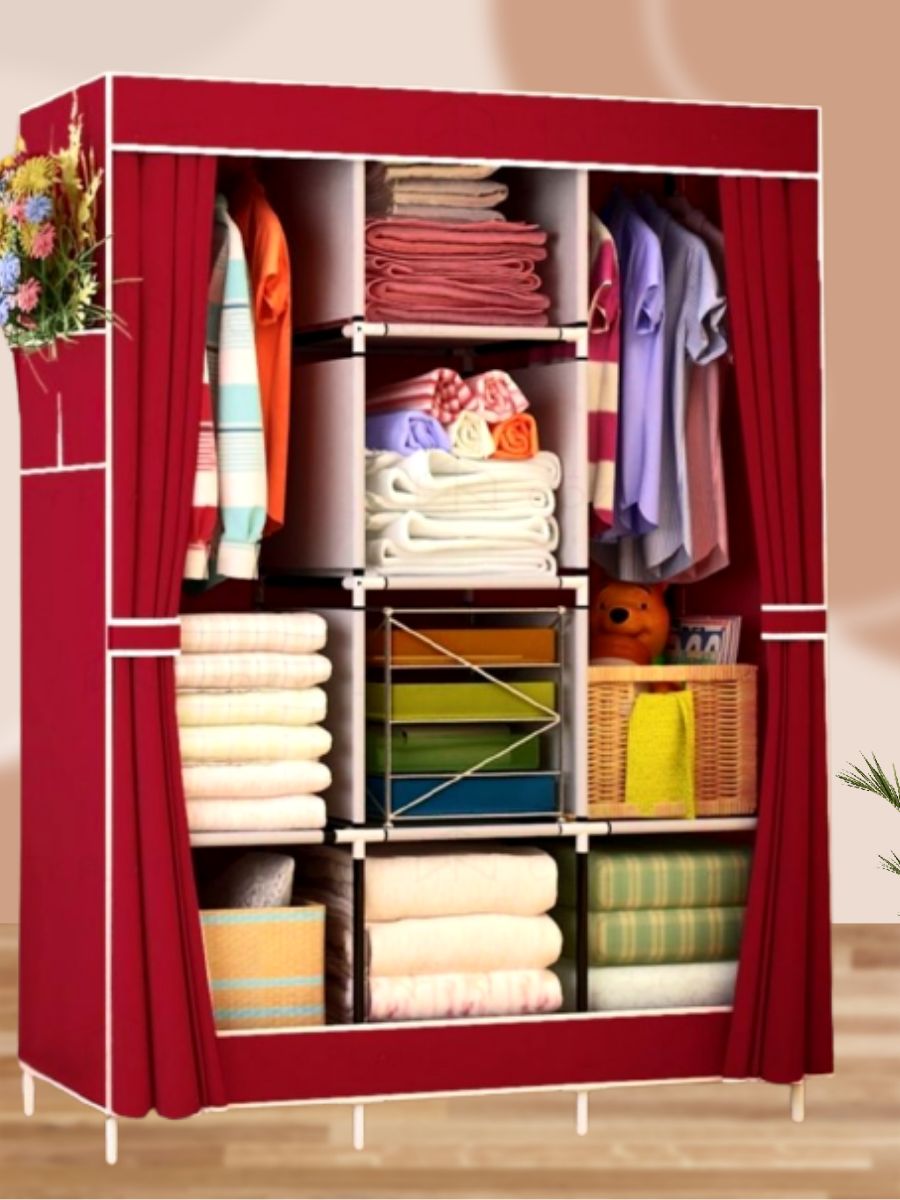 Складной каркасный тканевый шкаф Storage Wardrobe серый (175-130-45)