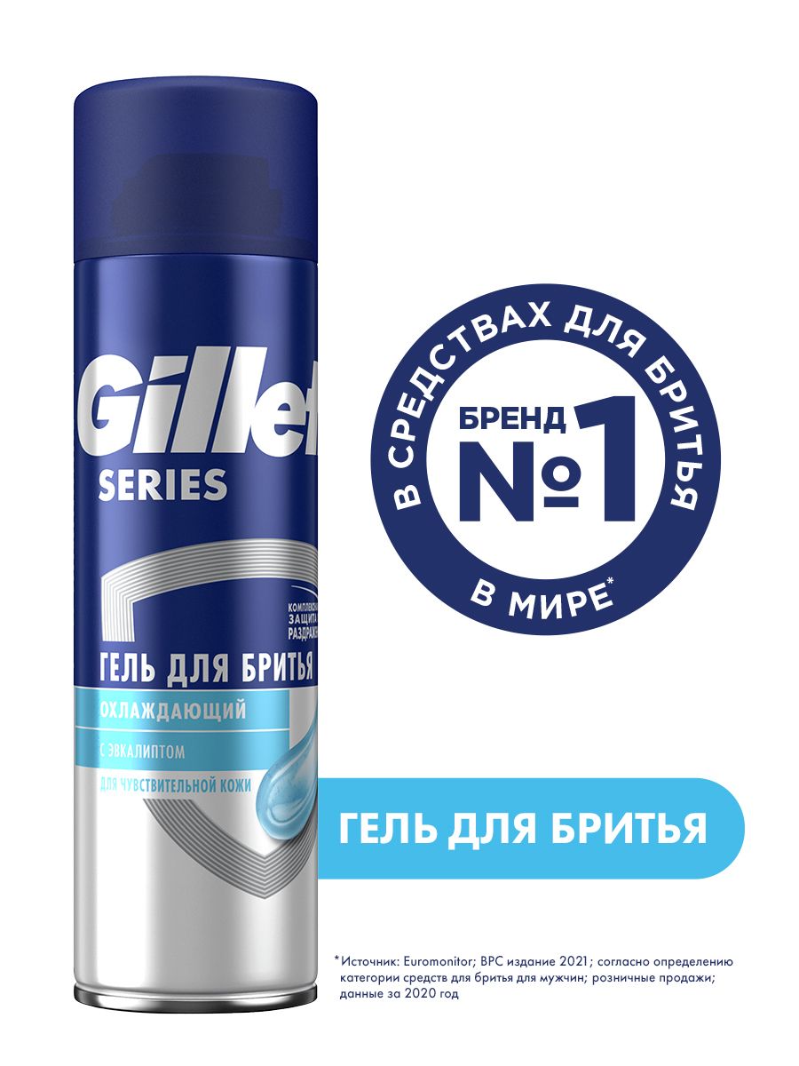 Гель для бритья Gillette Series Sensitive Cool, для чувствительной кожи, с ментолом, мужской, 200 мл