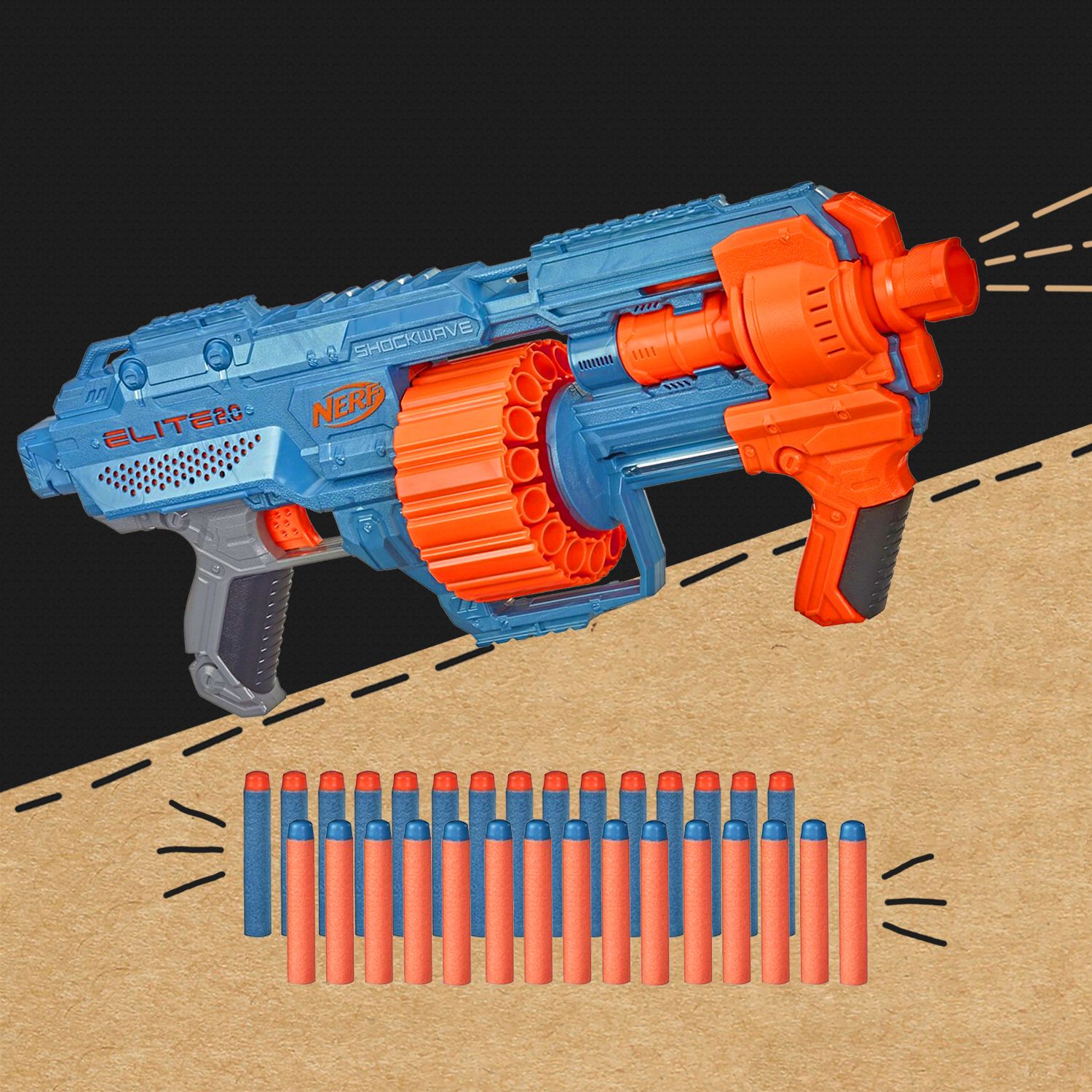 Nerf Elite 2.0 Shockware Lanca Dardos Metralhadora Rf E 9531