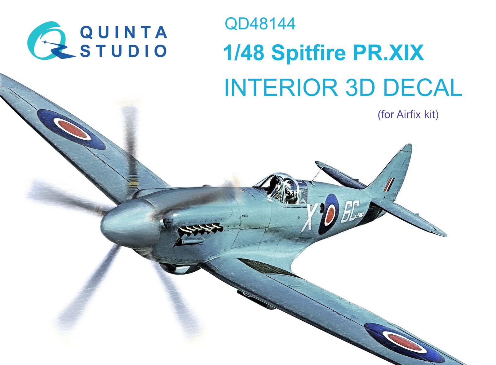 Quinta Studio QD48144 3D Декаль интерьера кабины Spitfire PR.XIX (Airfix)