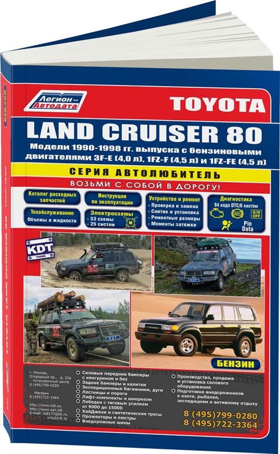 Toyota Land Cruiser 80 1990-98 бензин 3F-E(4,0 л), 1FZ-F(4,5 л), 1FZ-FE(4,5 л). Серия Автолюбитель. Ремонт. Эксплуатация. Техническое обслуживание. Каталог расходных запчастей