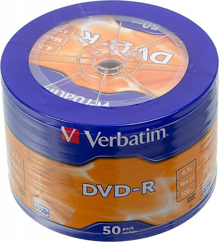 Диск DVD-R Verbatim 4.7Gb 16x wagon wheel (50шт) (43731) AZO