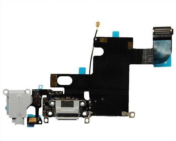 Шлейф iPhone 6 на системный разъем + разъем гарнитуры + микрофон серый