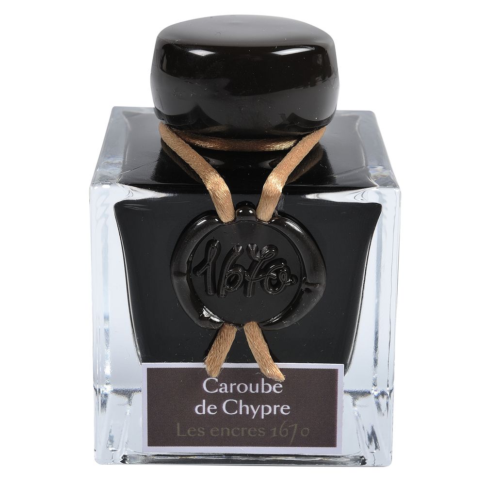 Чернила в банке Herbin Prestige 1670, 50 мл, Caroube de Chypre Коричневый с золотыми блестками