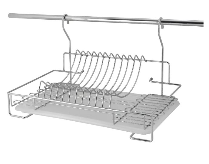 Сушилка для посуды на рейлинг с поддоном из нержавейки