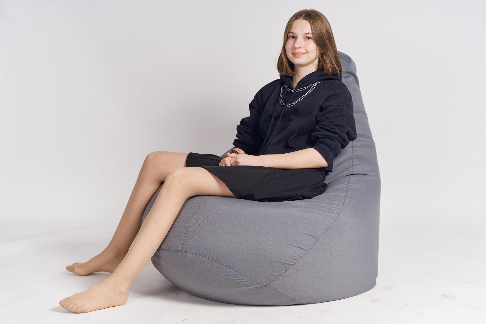 COOLPOUF Кресло-мешок Груша, Хлопок, Жаккард, Размер XXXL,серый