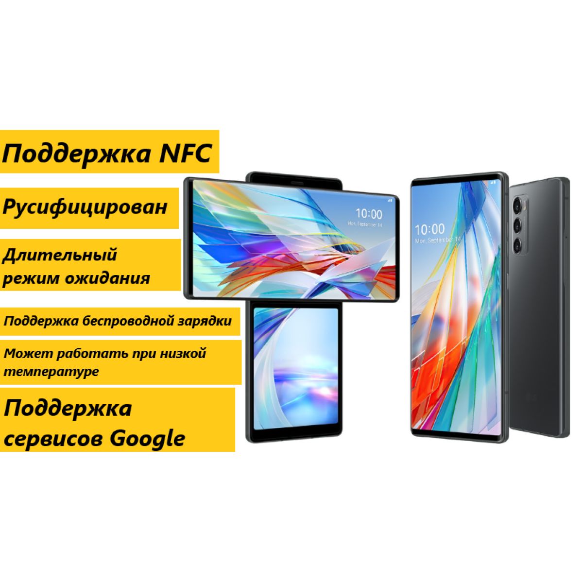 LG Смартфон wing (Русская + международная прошивка + вращающийся экран)  8/128 ГБ, черный