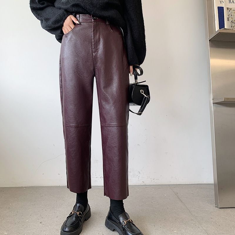 Leather Baggy Pants Street Style