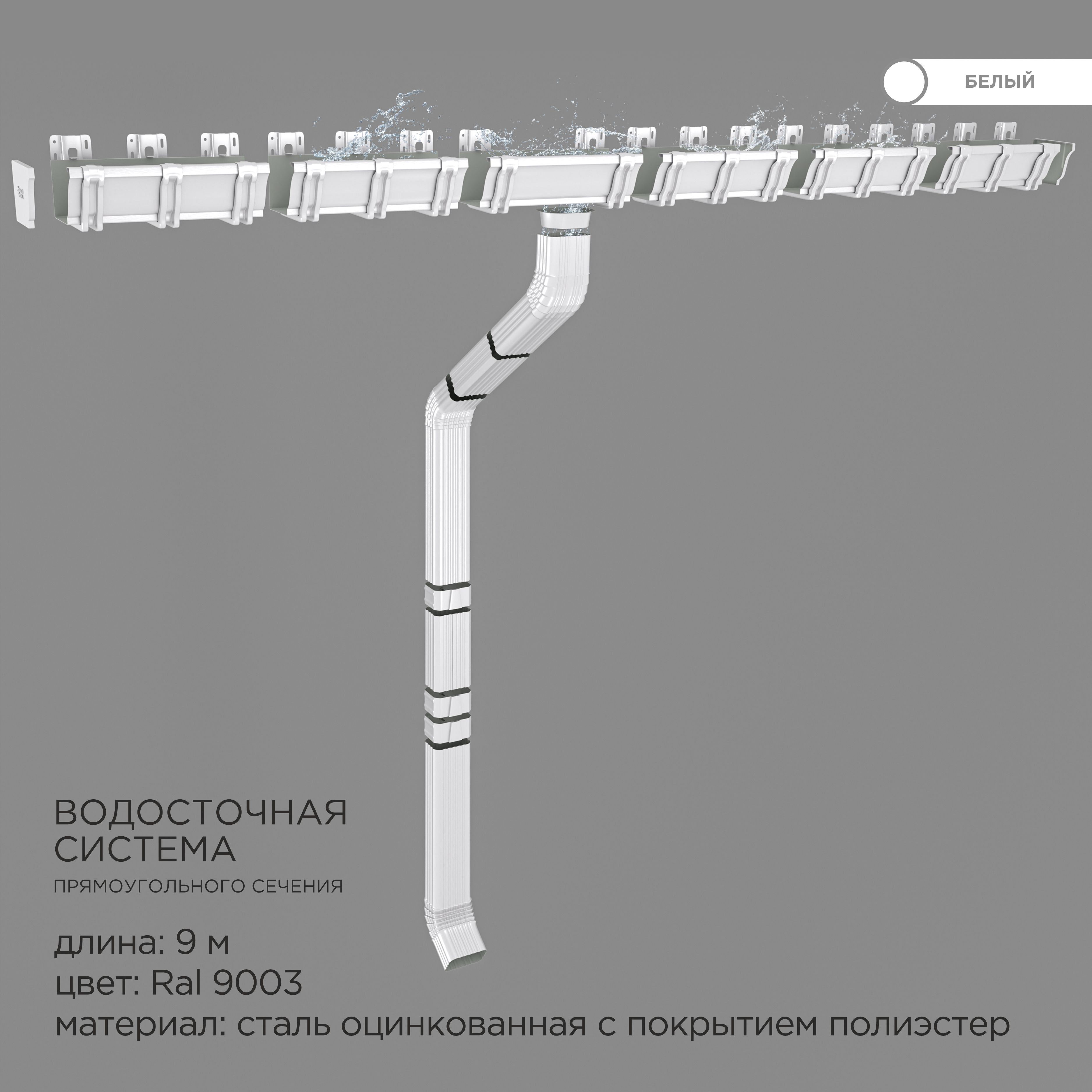 Прямоугольная водосточная система металл профиль