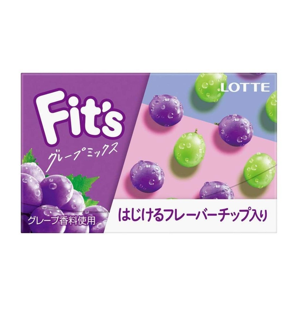 Жевательная резинка Lotte Fit's Grape Mix, со вкусом винограда, 25г, Япония