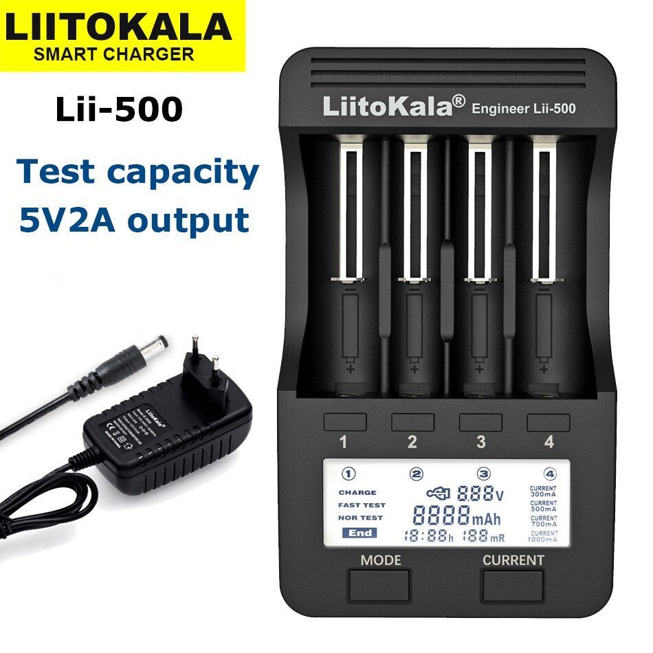 Зарядка для батареек LiitoKala Lii-500 / зарядка для AAA AA 18650 21700 26650 20700 18350 26700