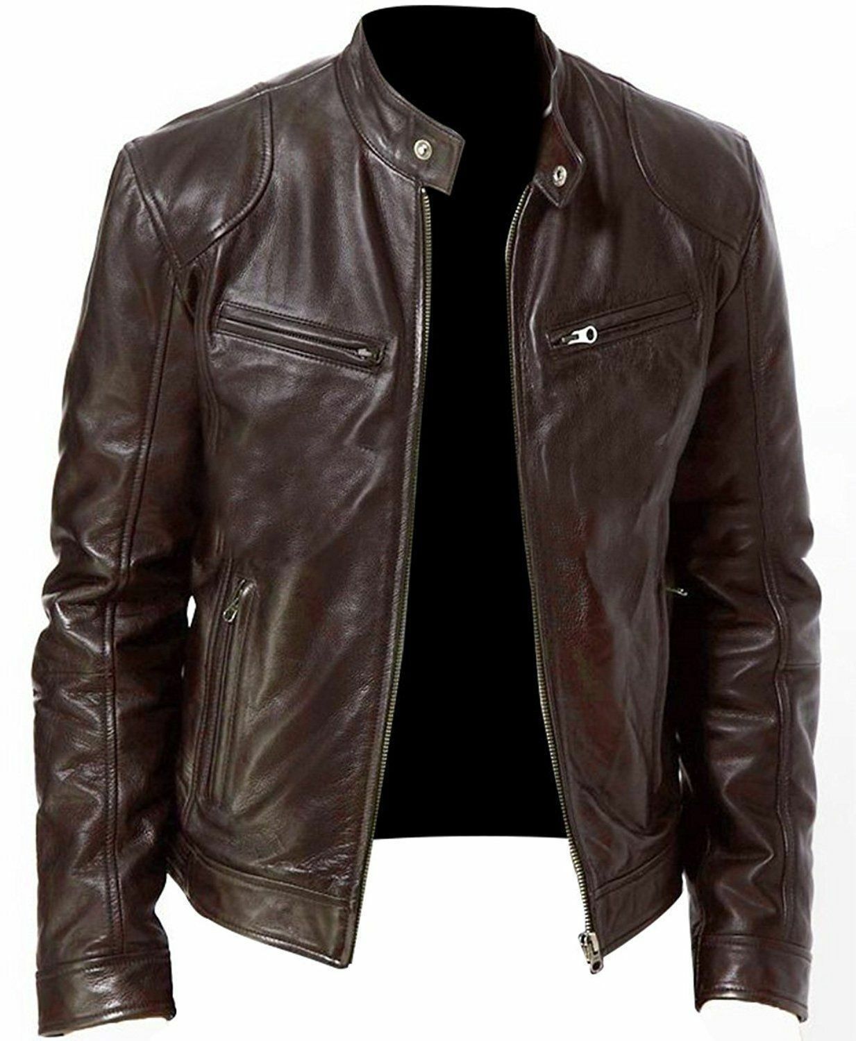 Косуха Noora Mens Genuine Lambskin Leather Jacket Black Slim Fit Biker Motorcycle s1