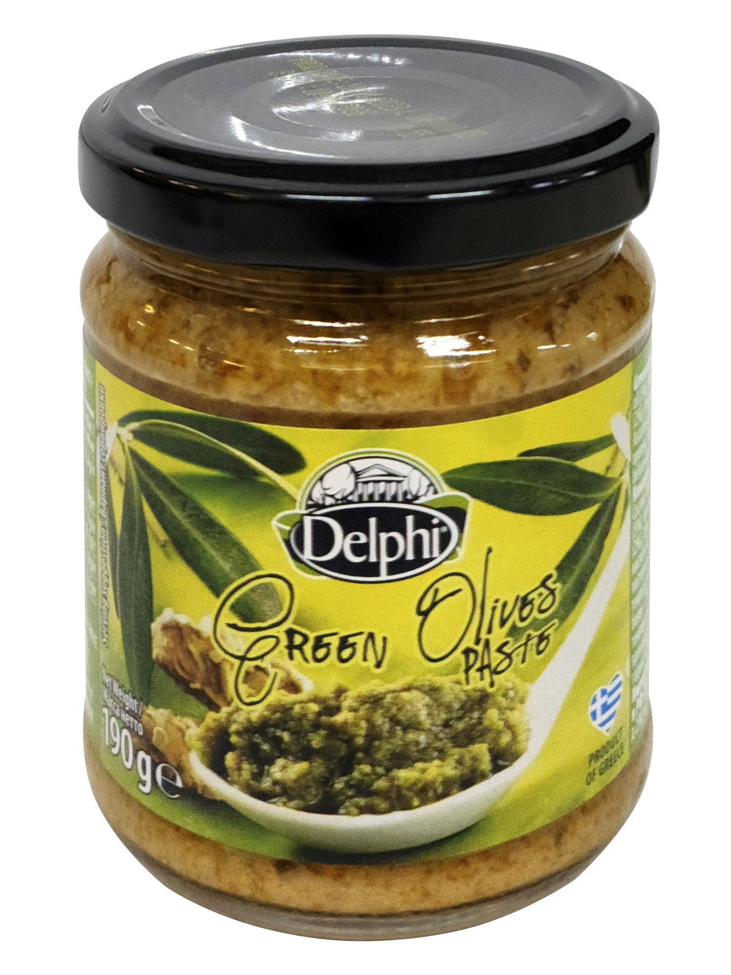 Паста из зеленых греческих оливок с оливковым маслом и специями, "Delphi", Green Olives Paste, 190гр.