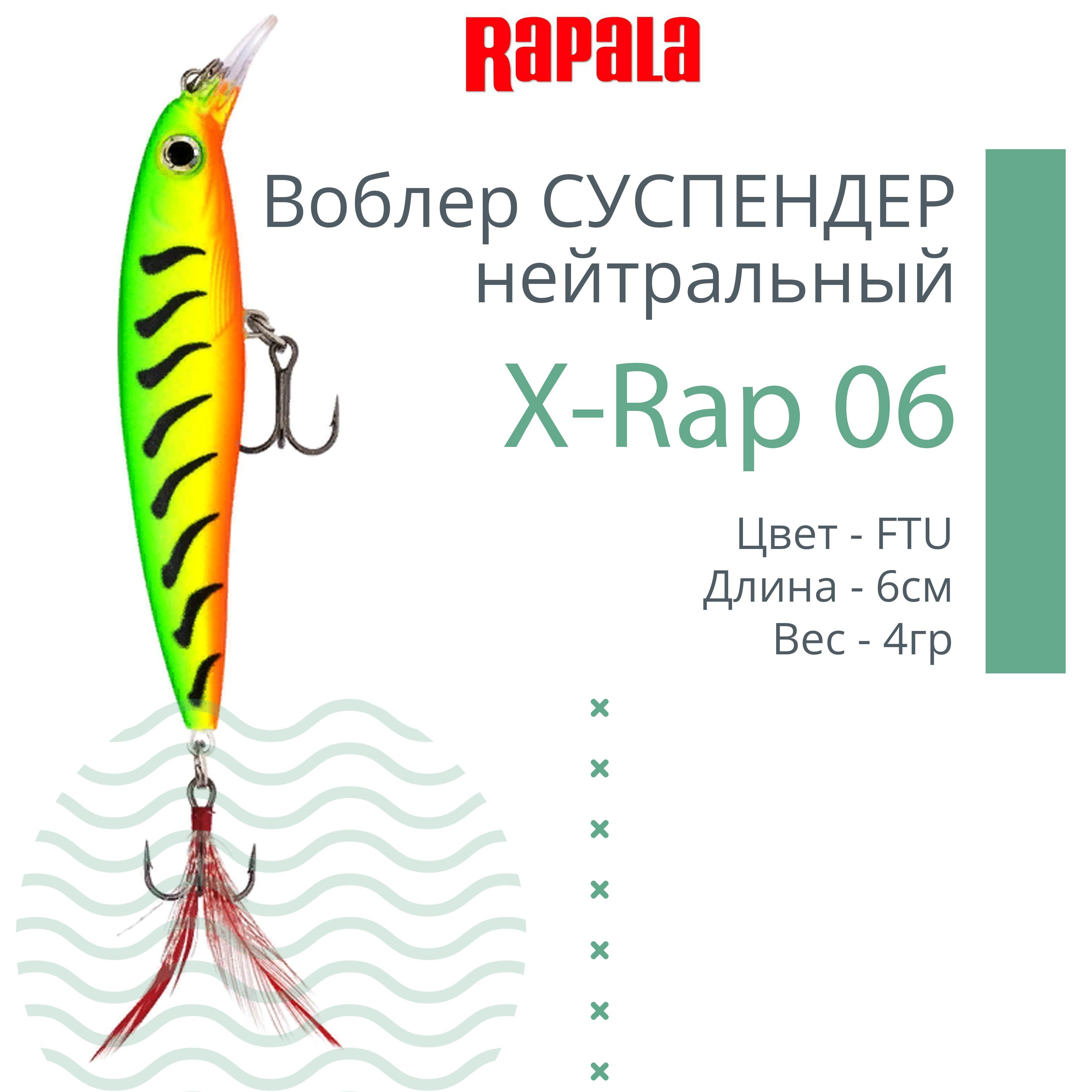 ВоблердлярыбалкиRAPALAX-Rap06,6см,4гр,цветFTU,нейтральный