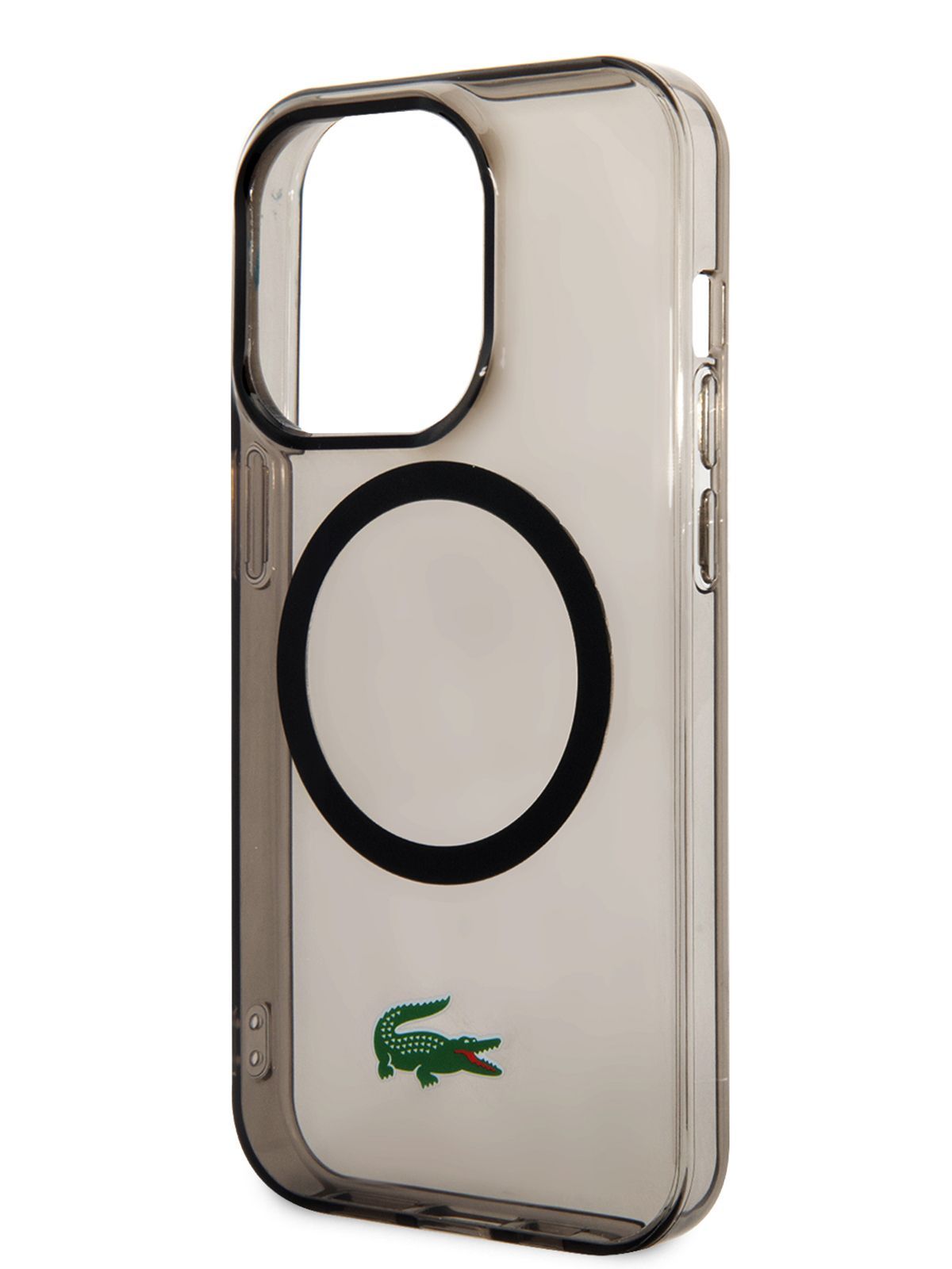 Чехол Lacoste PC/TPU Magsafe на Apple iPhone 14 Pro / Айфон 14 Про  пластиковый с силиконовым бампером, с функцией Магсейф Croc logo,  прозрачно-черный - купить с доставкой по выгодным ценам в интернет-магазине