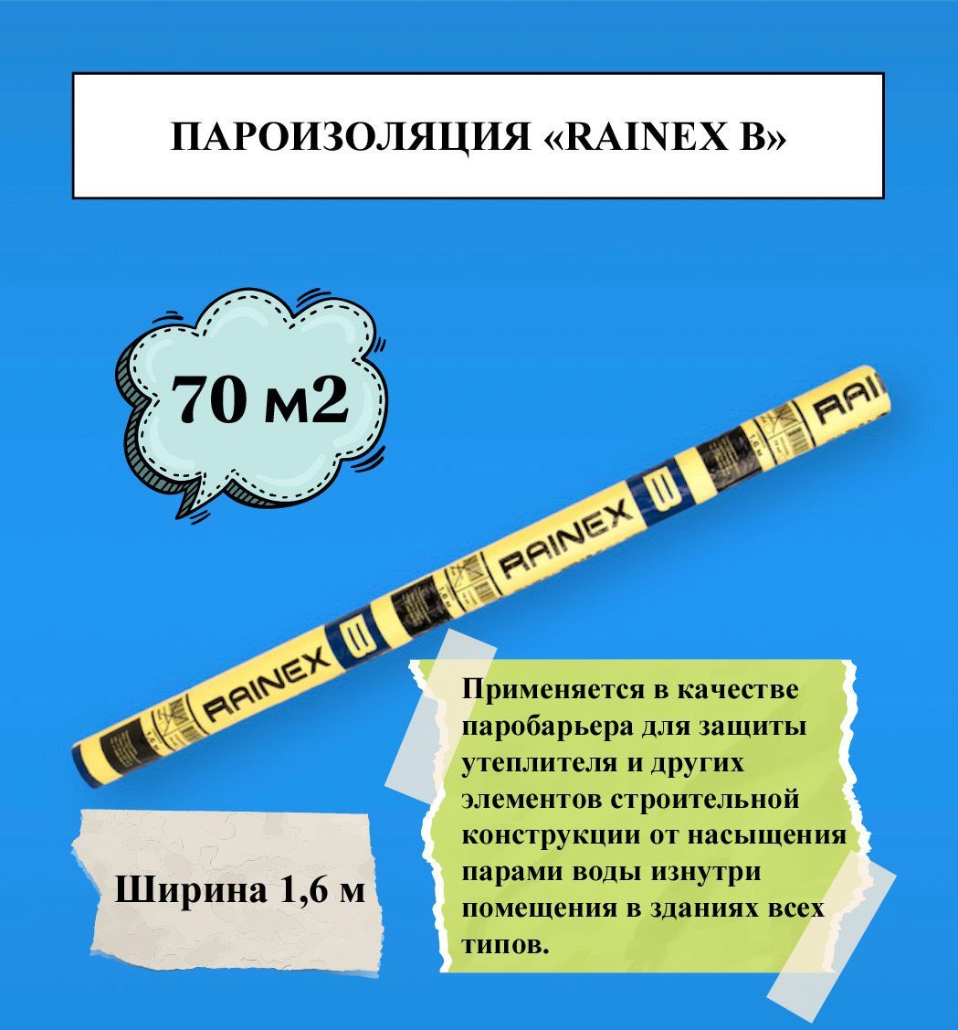 Пароизоляция Rainex В (70 м2) - купить с доставкой по выгодным ценам в  интернет-магазине OZON (651816650)