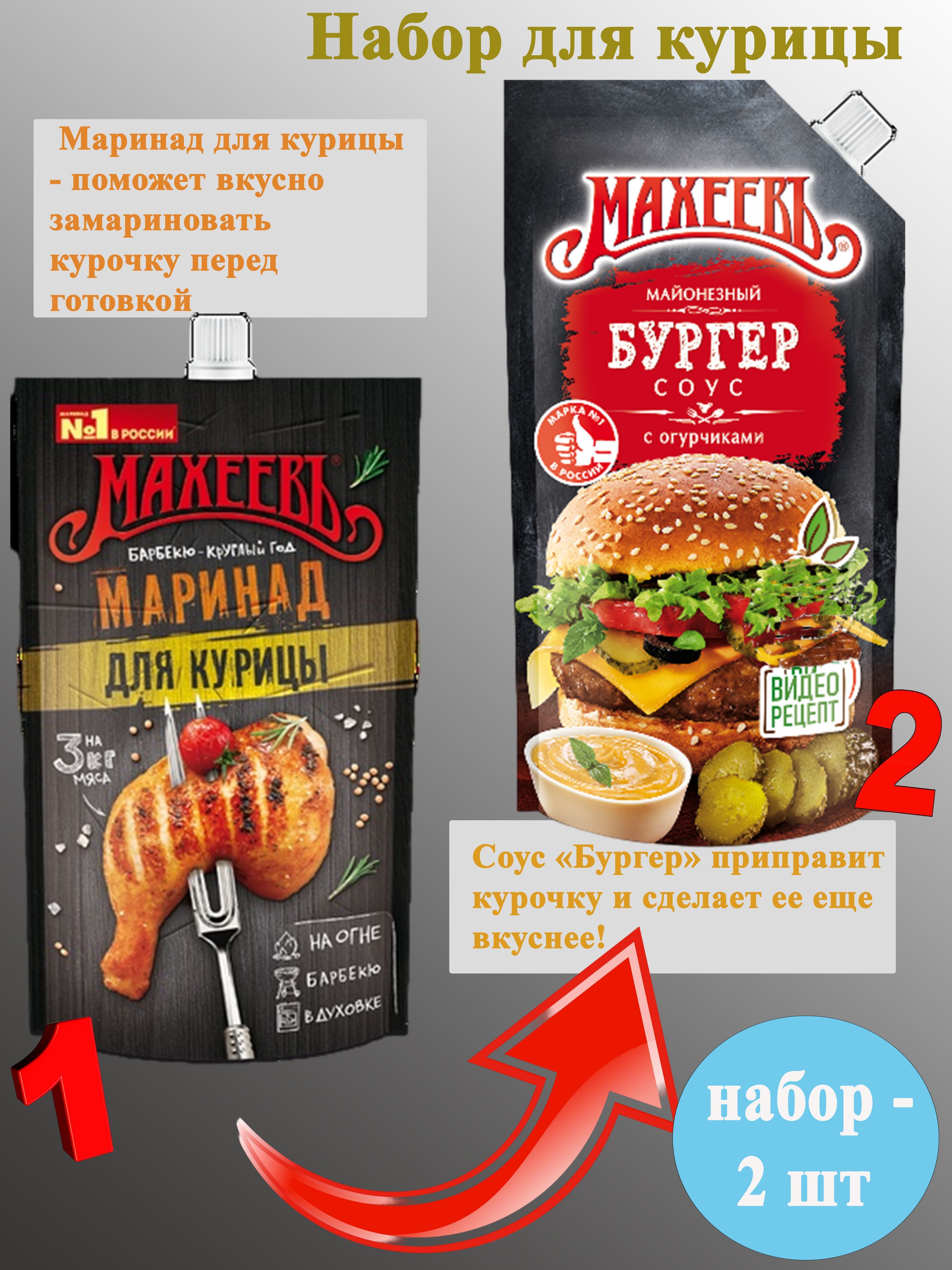 Приправа МАХЕЕВ маринад для курицы горчичный+ соус бургер дой-пак с  дозатором 2 шт - купить с доставкой по выгодным ценам в интернет-магазине  OZON (935437984)