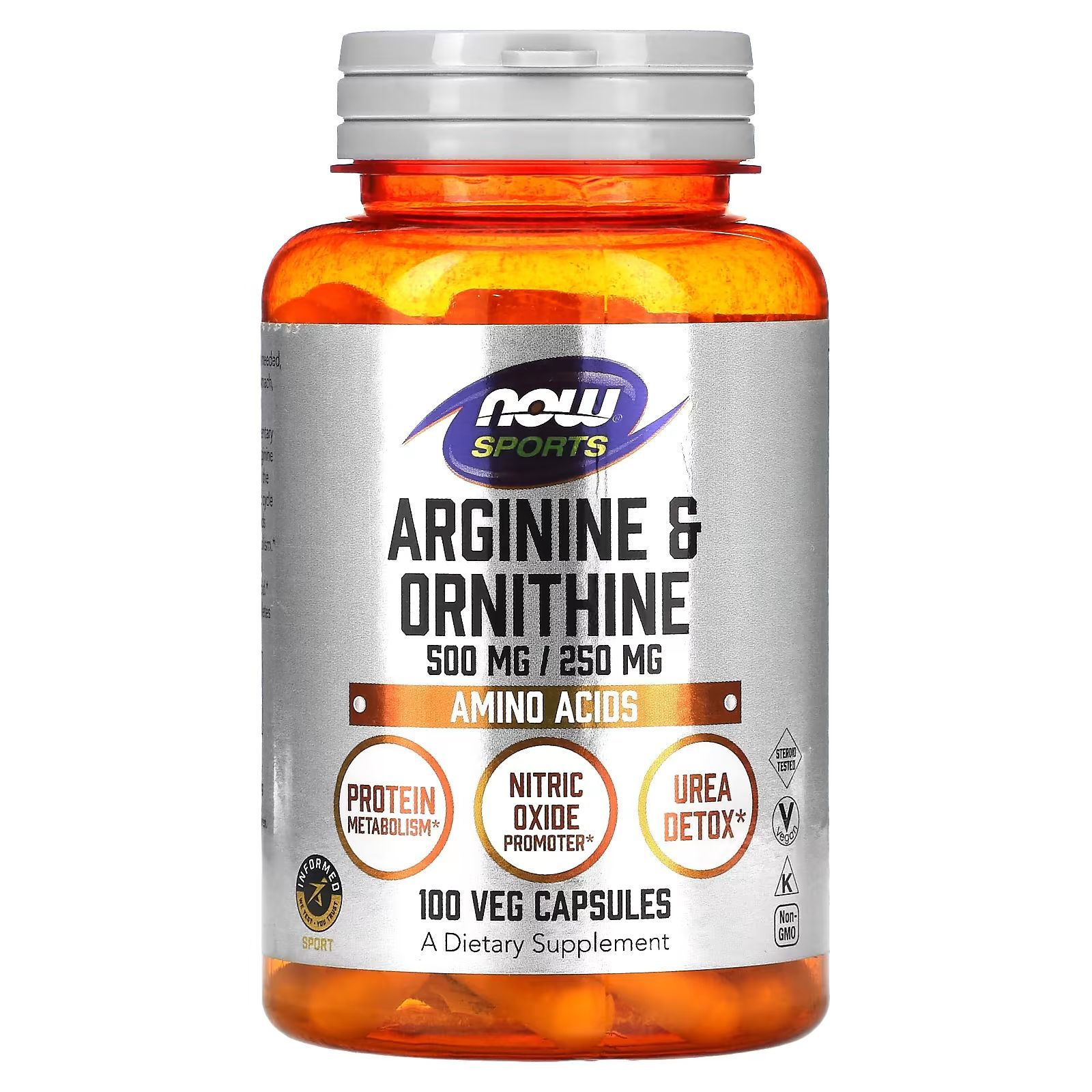 Аргининорнитин,аминокислотыNOWFoodsArginineOrnithine100растительныхкапсул