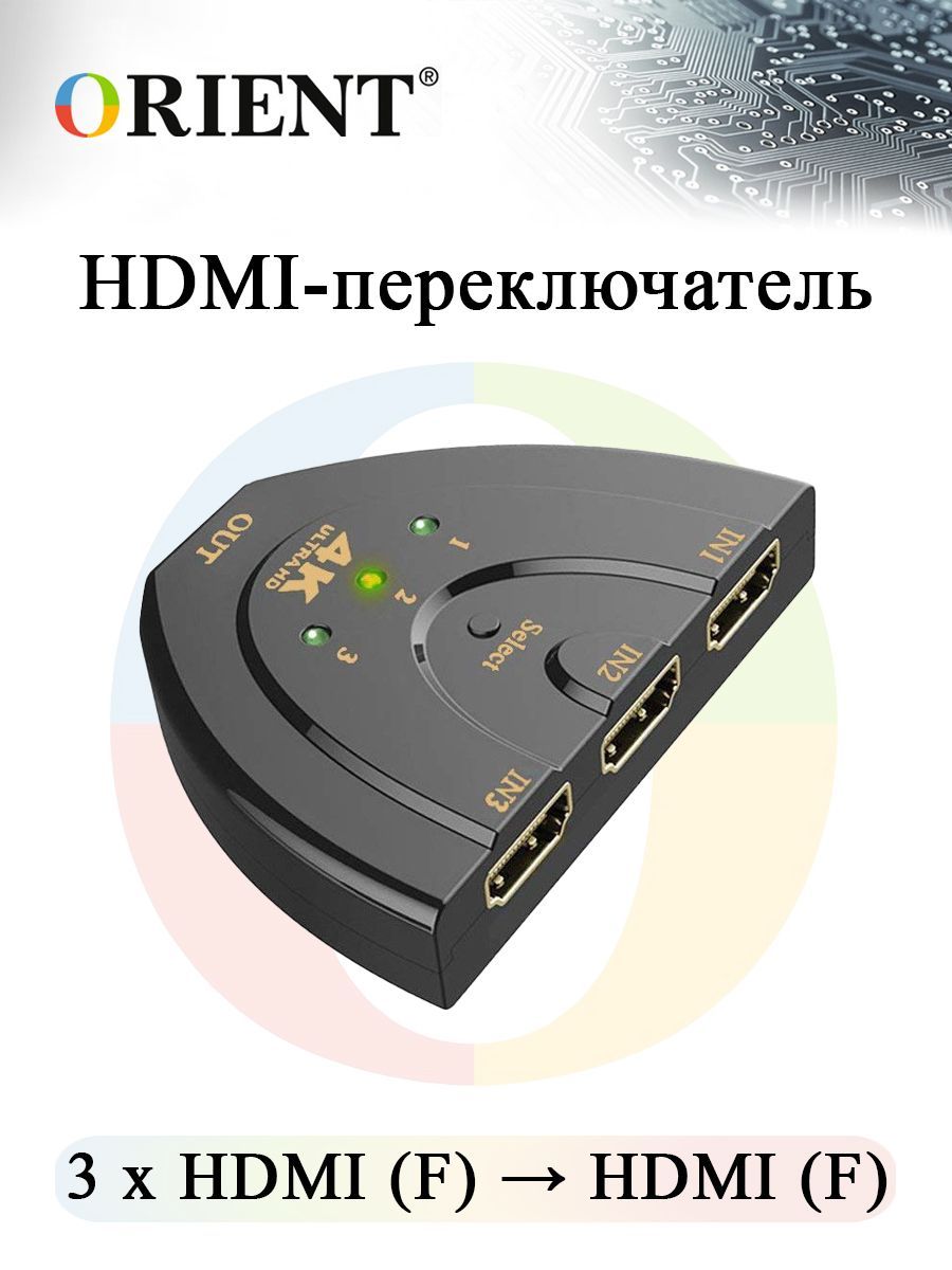 HDMI переключатель 3 входа / 1 выход ORIENT HS0301HL