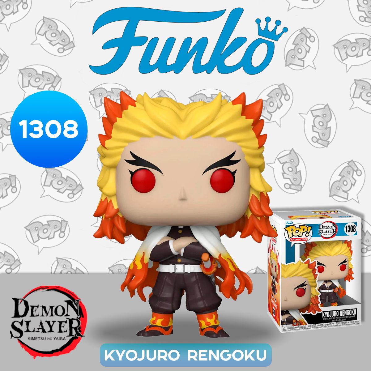 Фигурка Funko POP! Animation Demon Slayer Kyojuro Rengoku (1308) 65623 /  Фигурка по мотивам аниме 