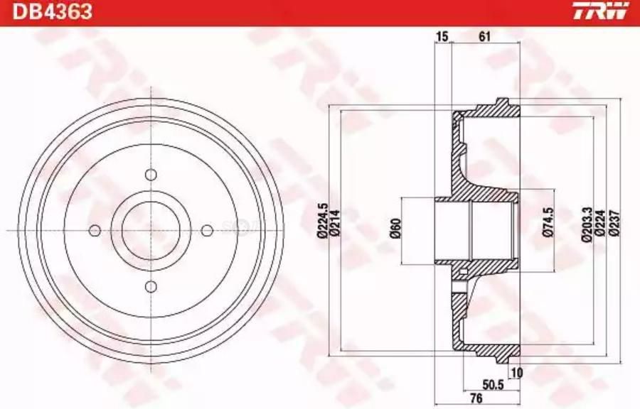 Тормозной барабан рено логан размеры. Барабан TRW db4363. Барабан тормозной задний Логан 203мм артикул. Тормозной барабан Форд Фьюжн чертеж. Диаметр тормозного барабана Рено Логан.