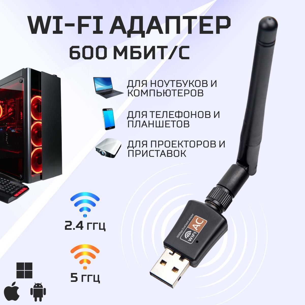 KC10-2400/5000 двухдиапазонная всенаправленная WiFi антенна 2.4/5 ГГц 10 дБ