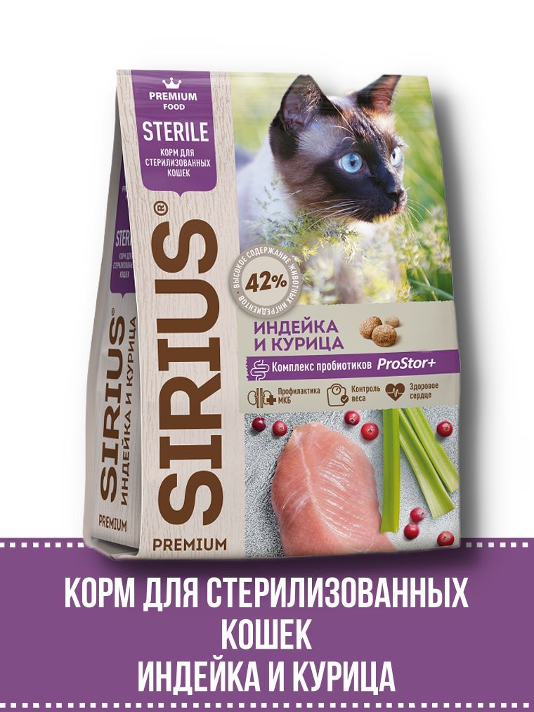 Корм для стерилизованных. Sirius 10 кг. Корм для стерилизованных кошек индейка/курица. Sirius сухой корм для стерилизованных кошек индейка и курица, 400 г.