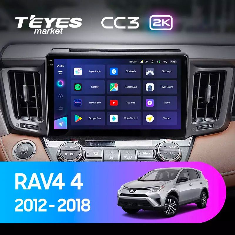 TEYESМагнитолаCC32K4Gb10.36"дляToyotaRAV44XA405XA502012-2018Варианткомплектации(F1B)-РамкаиГУ10",автосоштатнойкамеройзаднеговида32Gb