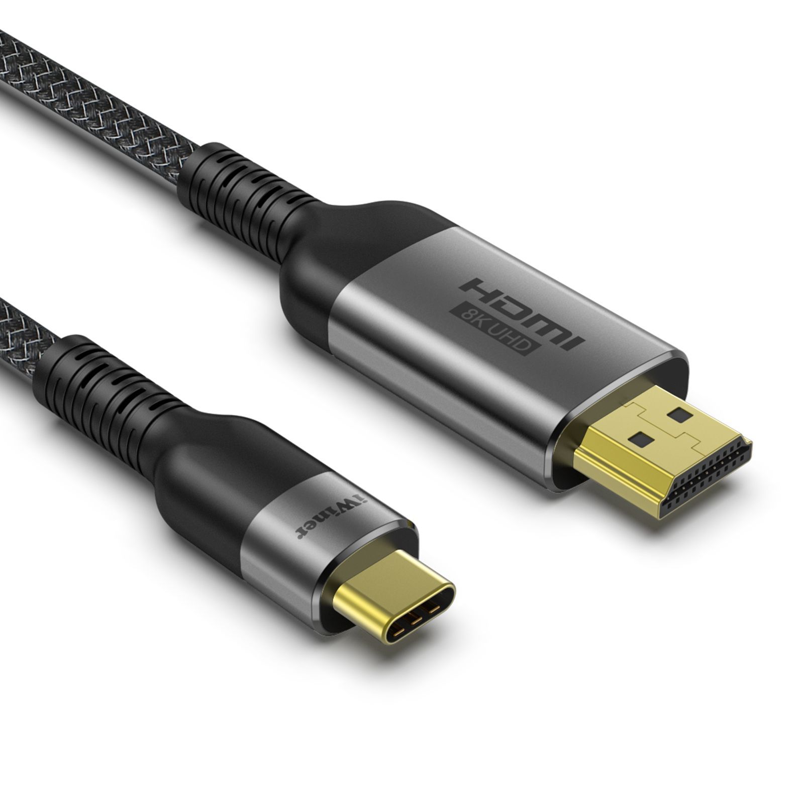 Answin Видеокабель USB Type-C/HDMI, 1.8 м, серый металлик