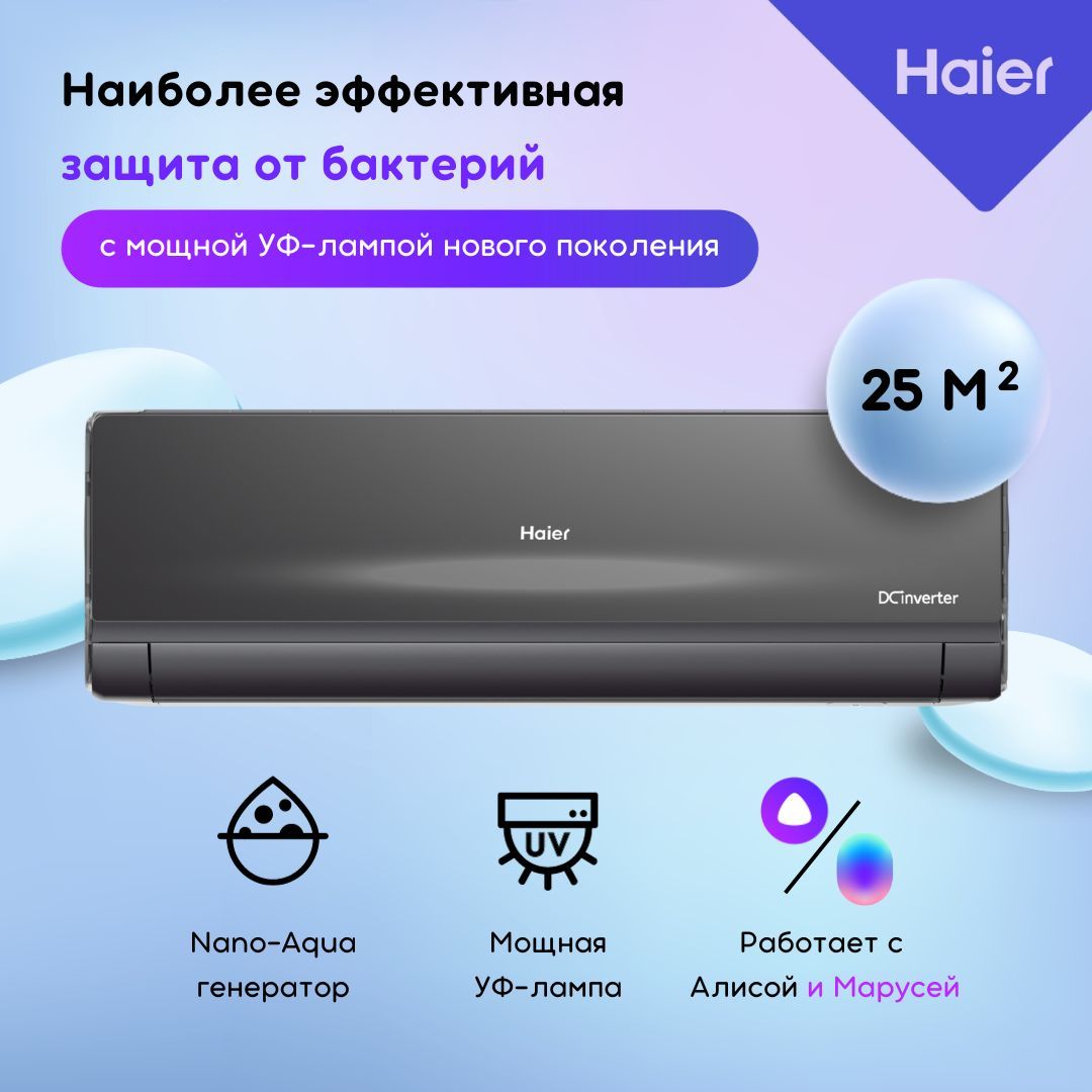 Инверторная сплит-система Haier Lightera AS09NS6ERA-B / 1U09BS3ERA с Wi-Fi  модулем - купить по доступным ценам в интернет-магазине OZON (1202470186)