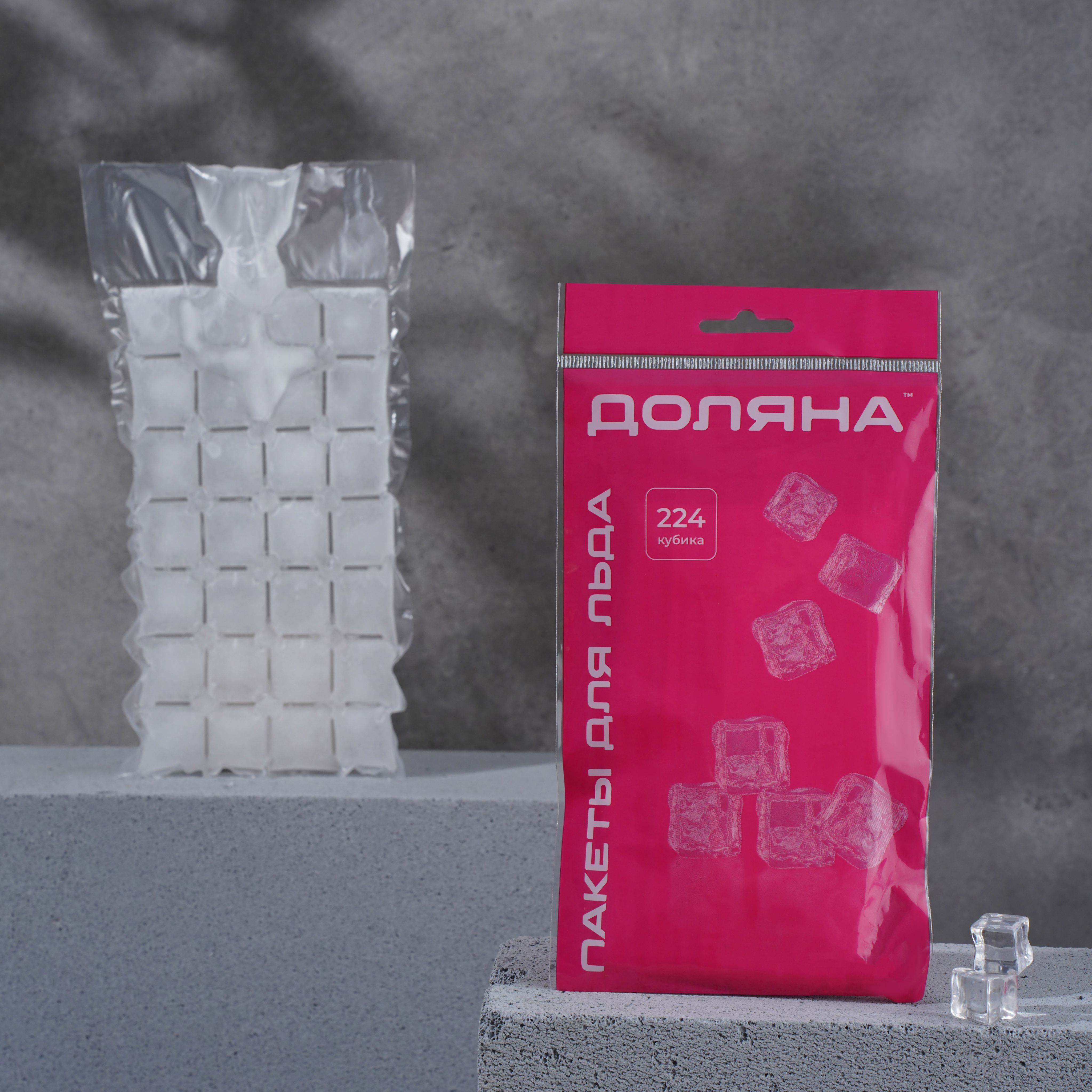 Набор пакетов для льда Доляна, 224 кубика, 5 упаковок, размер 24х13, полиэтилен