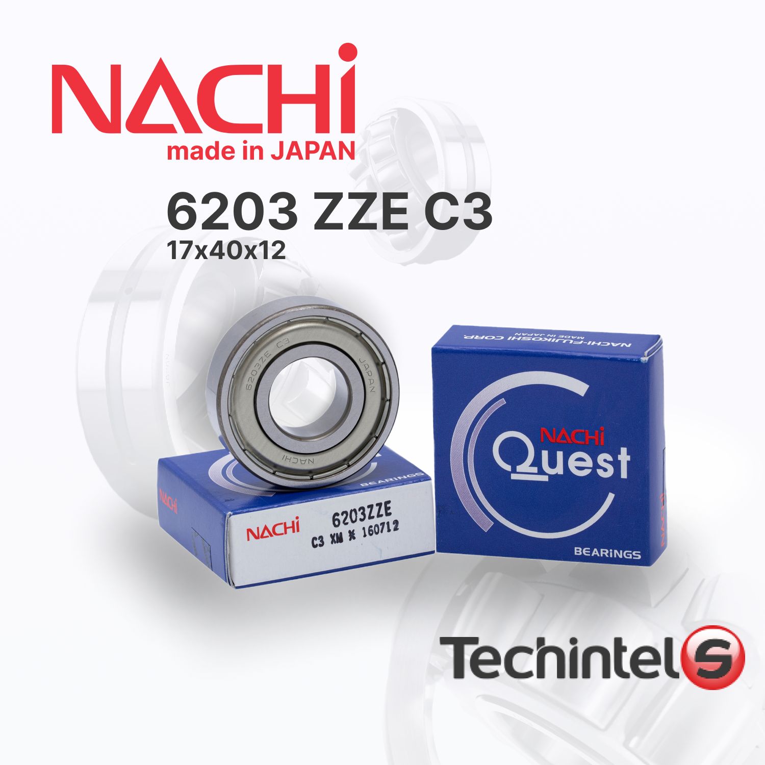 ПодшипникNACHI6203ZZEC3(2ZZZ)17х40х12