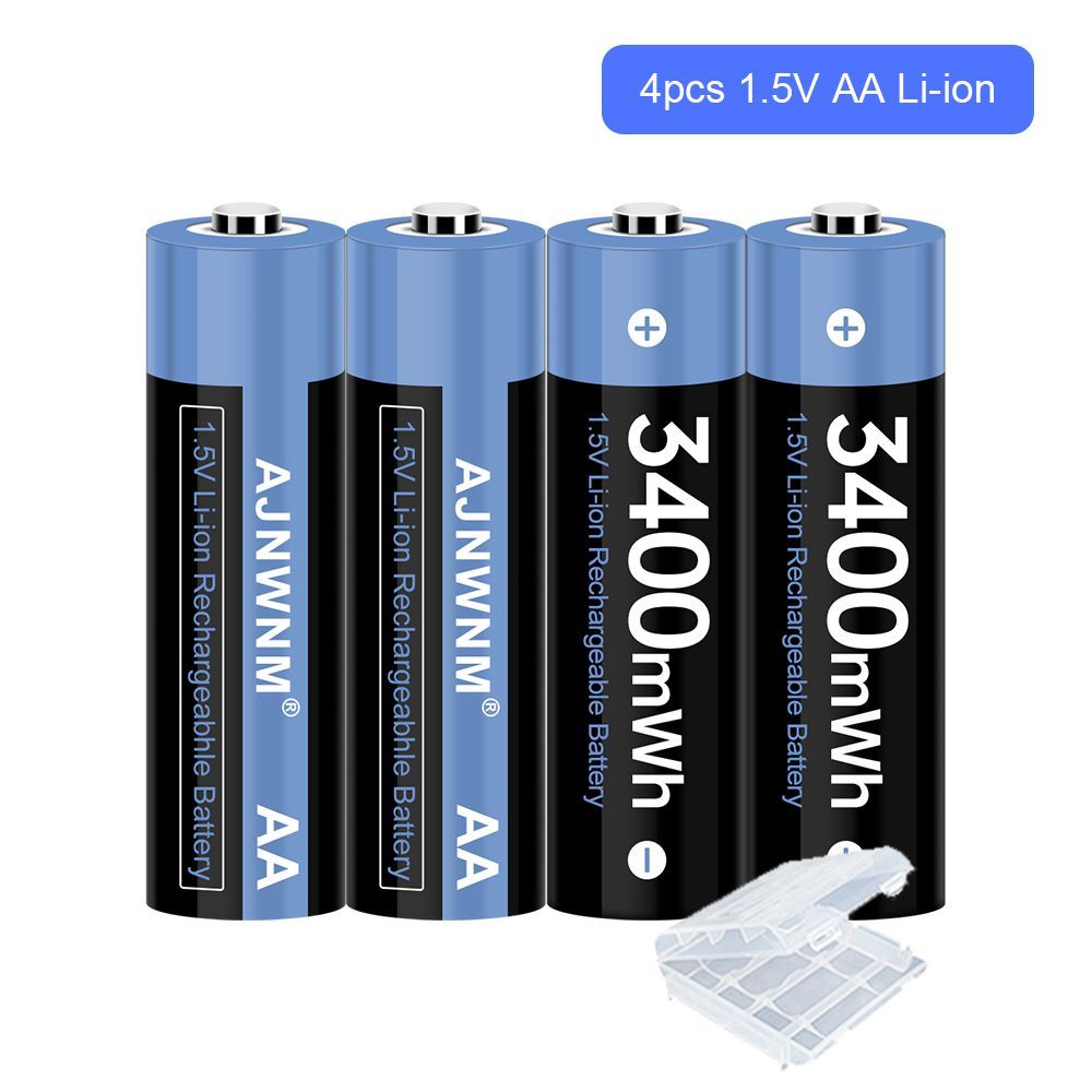 4штAA(Пальчиковые)литий-ионныеАккумуляторы/Батарейки1.5V3400mWh+коробка