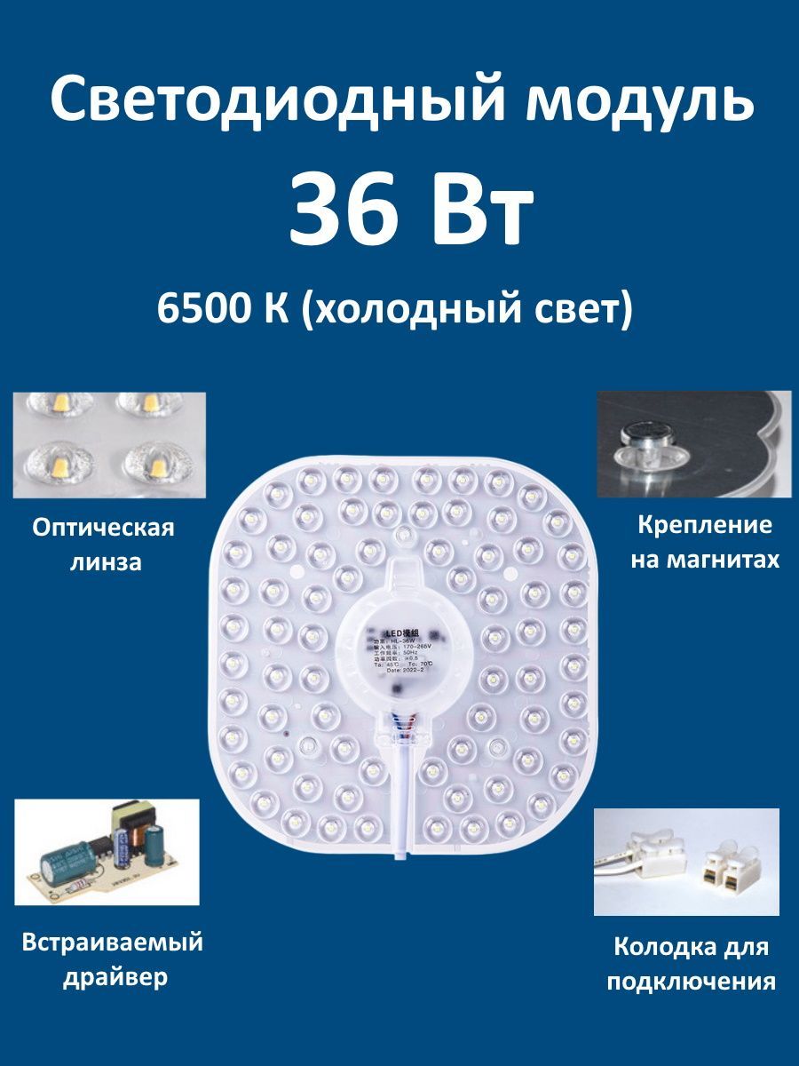 Светодиодный модуль 36 Вт, IP21, Холодный белый, 1 шт