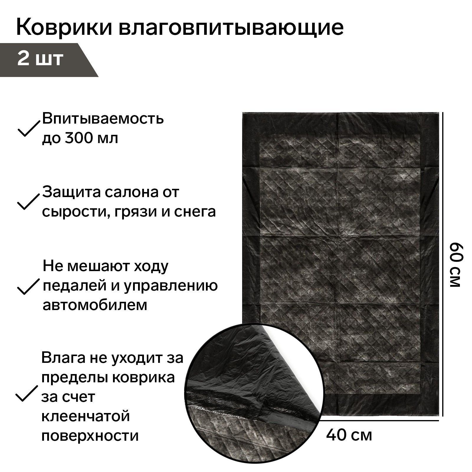 Коврикивлаговпитывающие,40*60см,водонепроницаемые,набор2шт