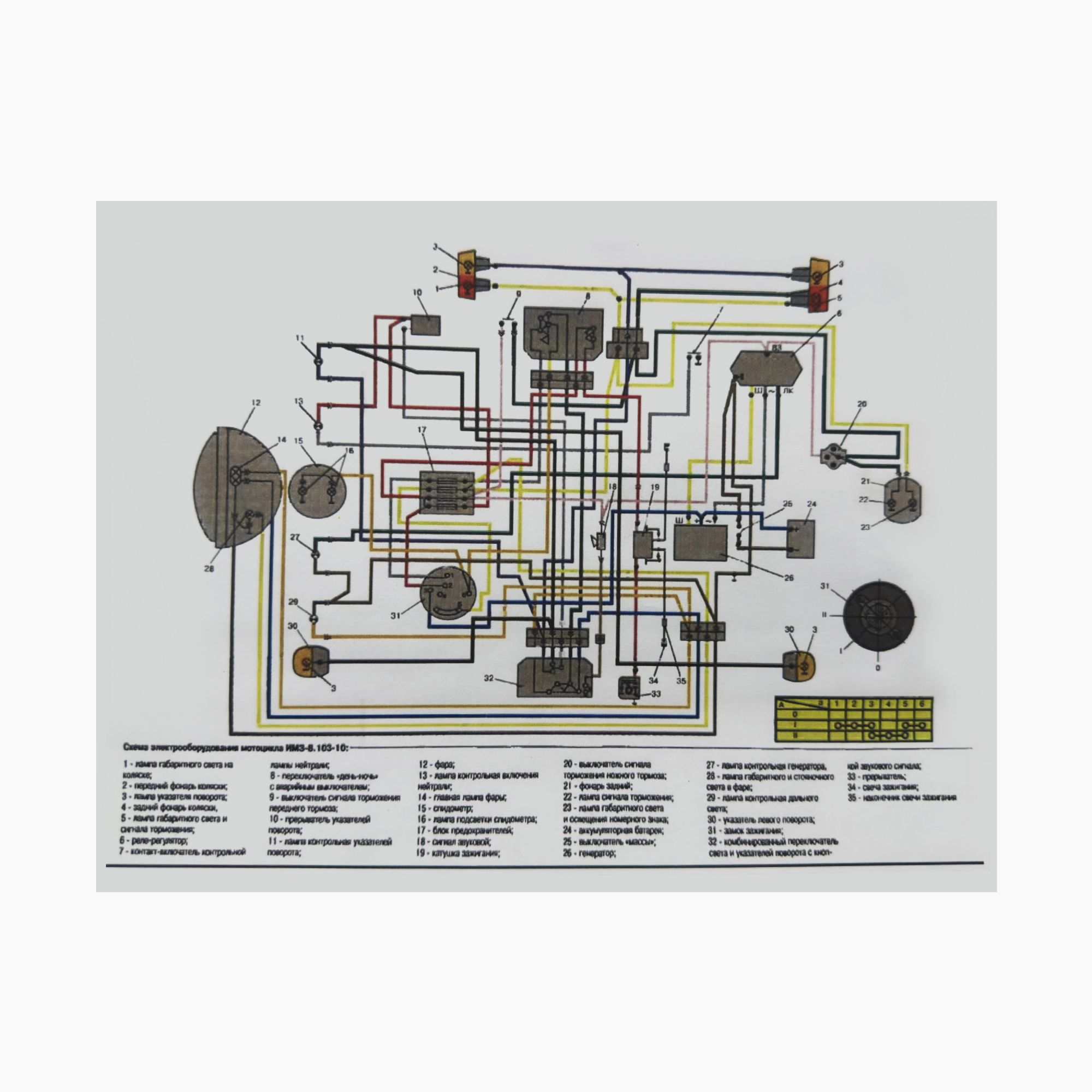 Электрическая схема мотоцикла Урал ИМЗ-8.103 10