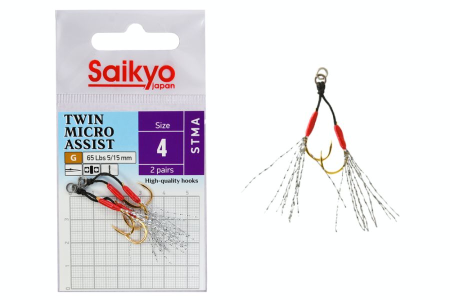 Крючки Saikyo STMA TWIN MICRO ASSIST №4 (2 пары), (10 шт.)